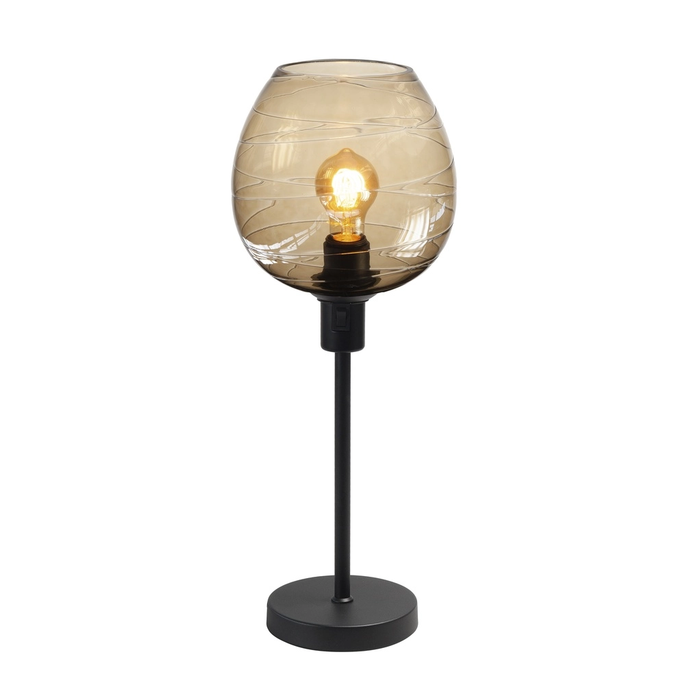 Tischlampe Fantasy schwarz mit Goldglas Ø 22cm