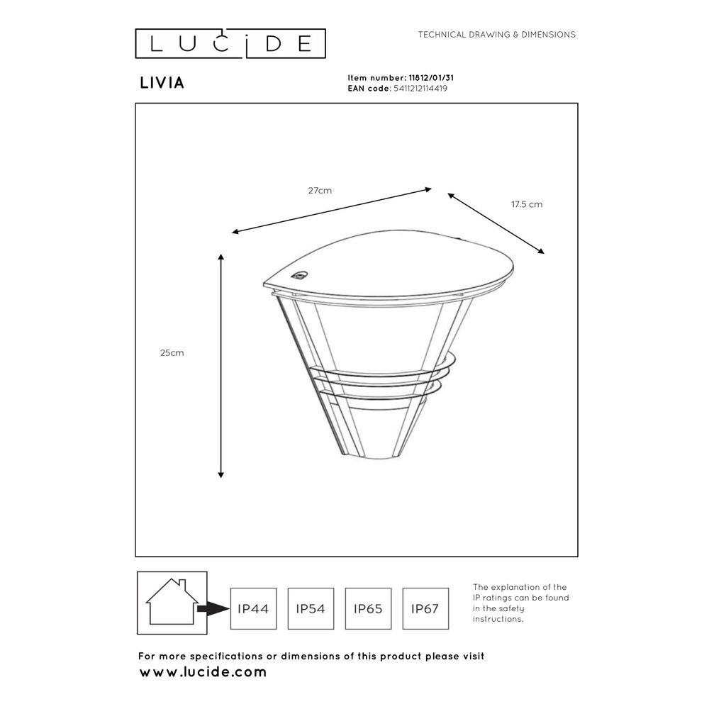 Design-Wandlampe Livia Weiß Lucide 5411212114419