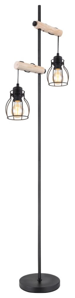 Stehende Stehlampe Mina schwarz mit Holz