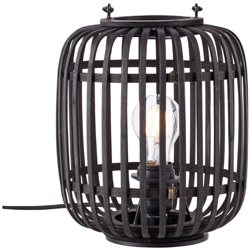 Tischlampe Woodrow schwarzes Holz Brilliant 4004353380884