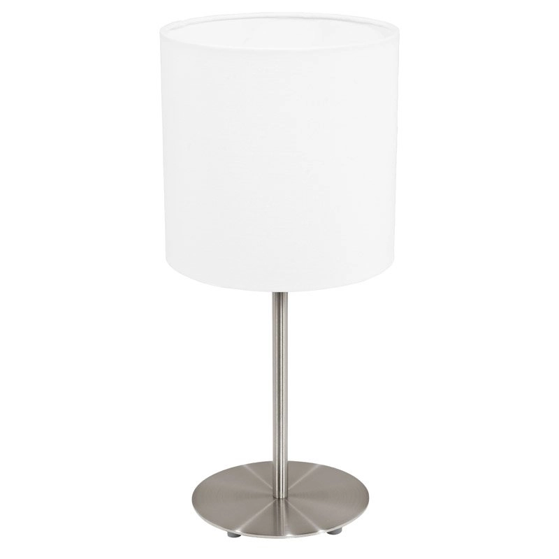 Tischlampe Pasteri 40 cm mattes Chrom mit Weiß