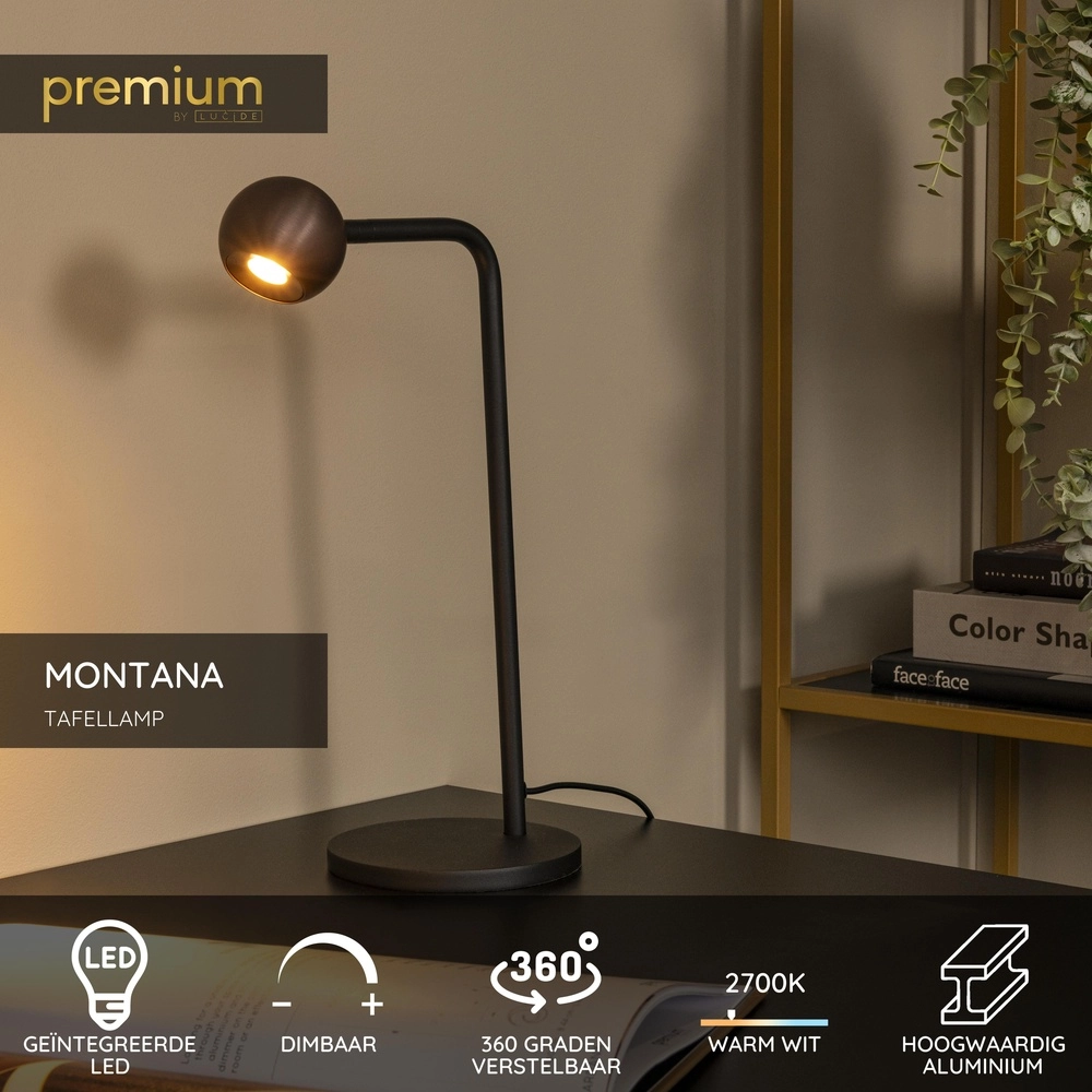 Design-Tischlampe Montana Kaffeebraun Premium by Lucide 5411212680198