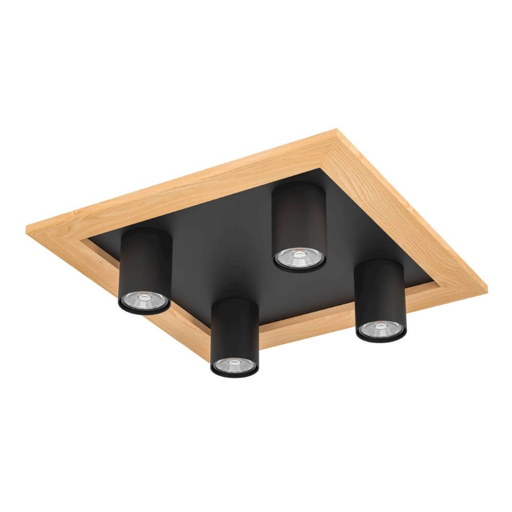 Aufbaustrahler Valcasotto 1 schwarz mit Holz