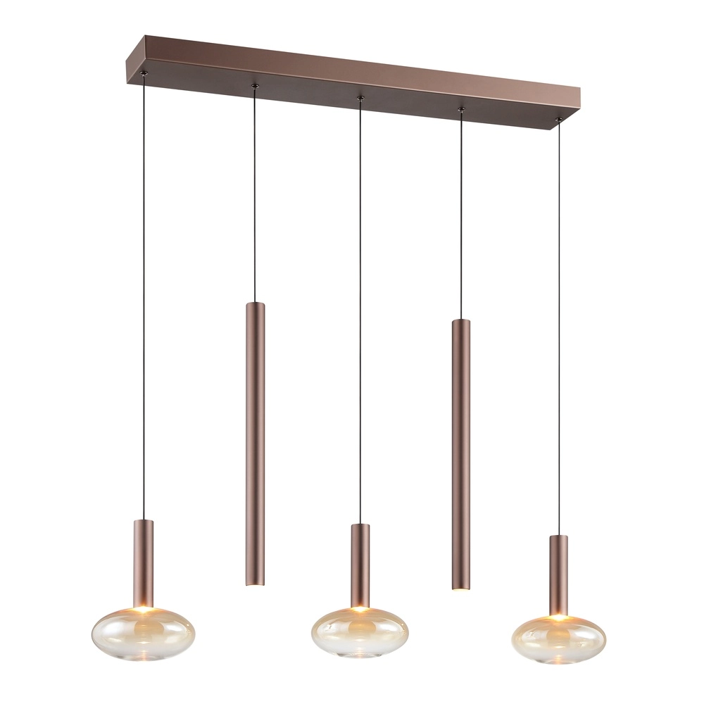 Pendellampe Veridian Kaffeebraun mit bernsteinfarbenem Glas Brilliant 4004353477942