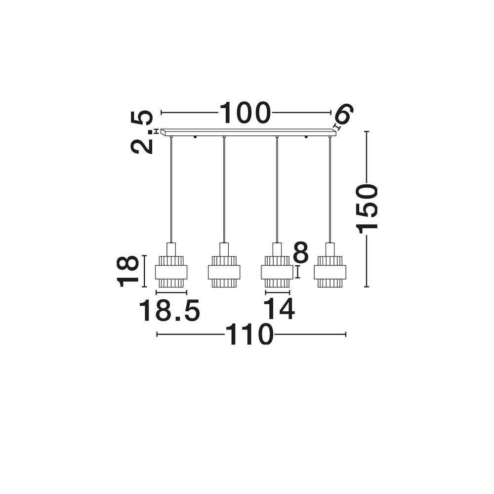Moderne Pendellampe Serena 4-helles Kaffeebraun Lyora 5212063501157