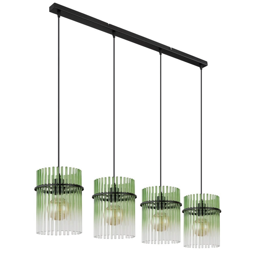 Schwarze Pendelleuchte Gorley mit grünem Glas 4-flammig Globo 9007371465989
