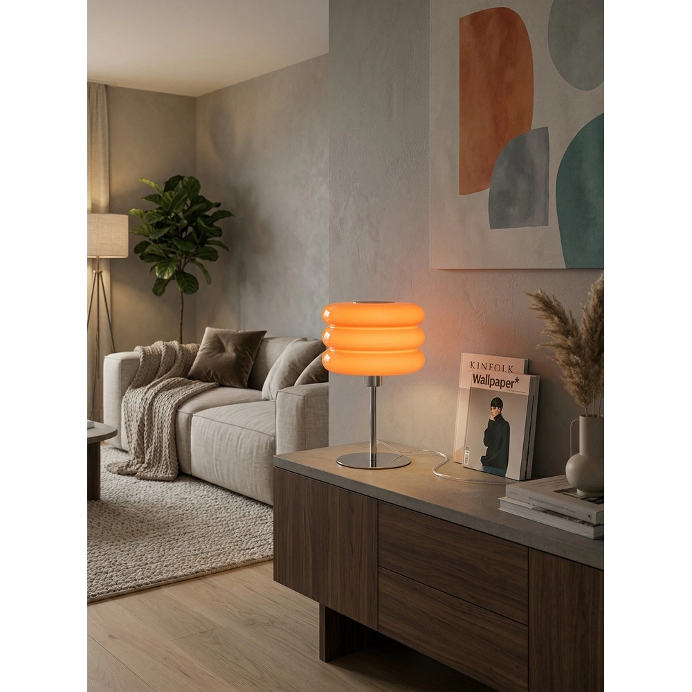 Design-Tischlampe Tortora Chrom mit oranger Ø 20 cm