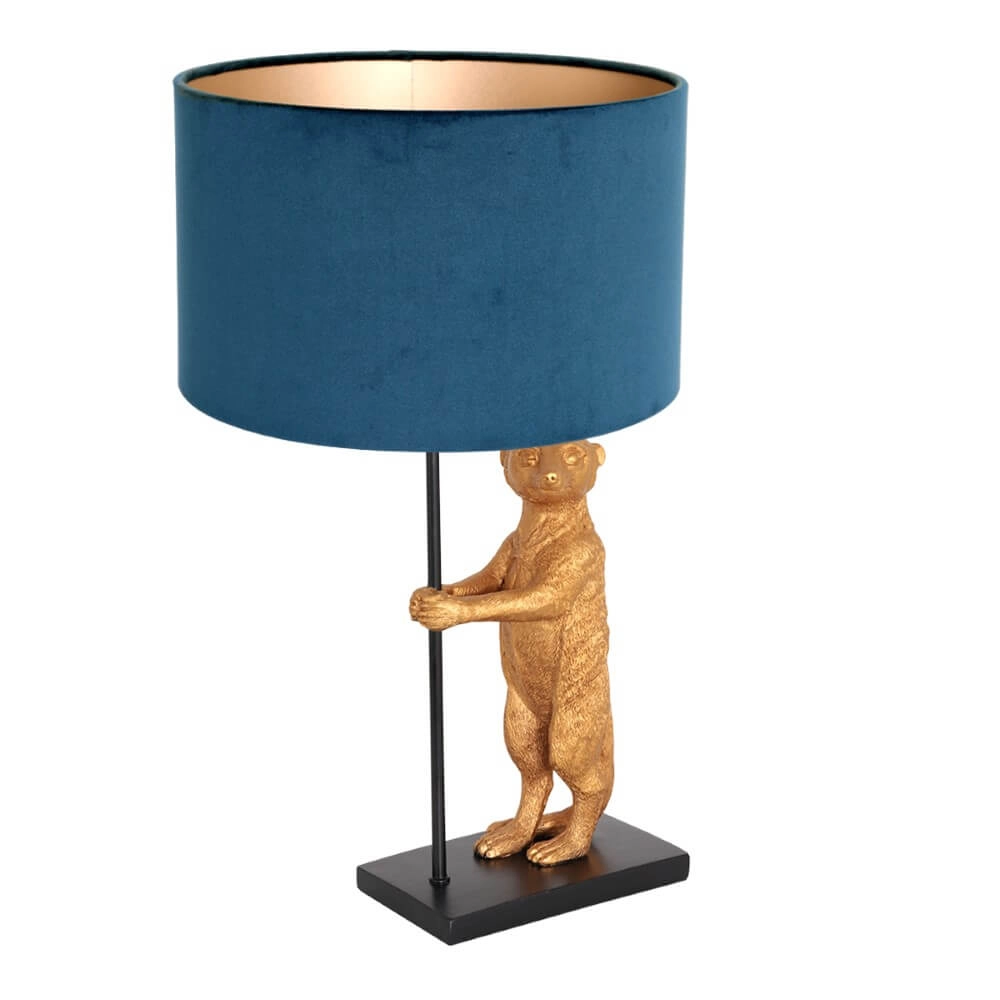 Tischlampe Animaux mit blauem Samt