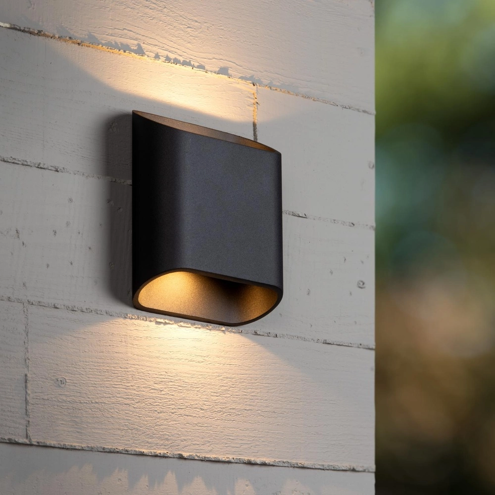 Design-Wandlampe Atila schwarzes IP65 auf und ab Lucide 5411212680105