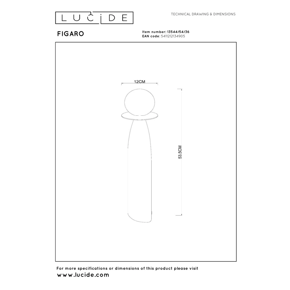 Einzigartige Tischlampe Figaro 53,5 cm Lucide 5411212134905