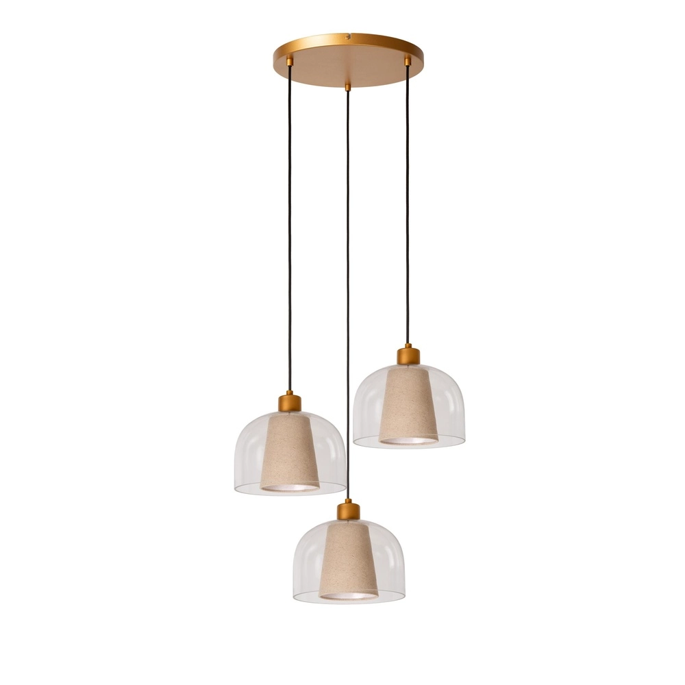 Design-Pendellampe Gunhild 3-Licht goldene Patrone