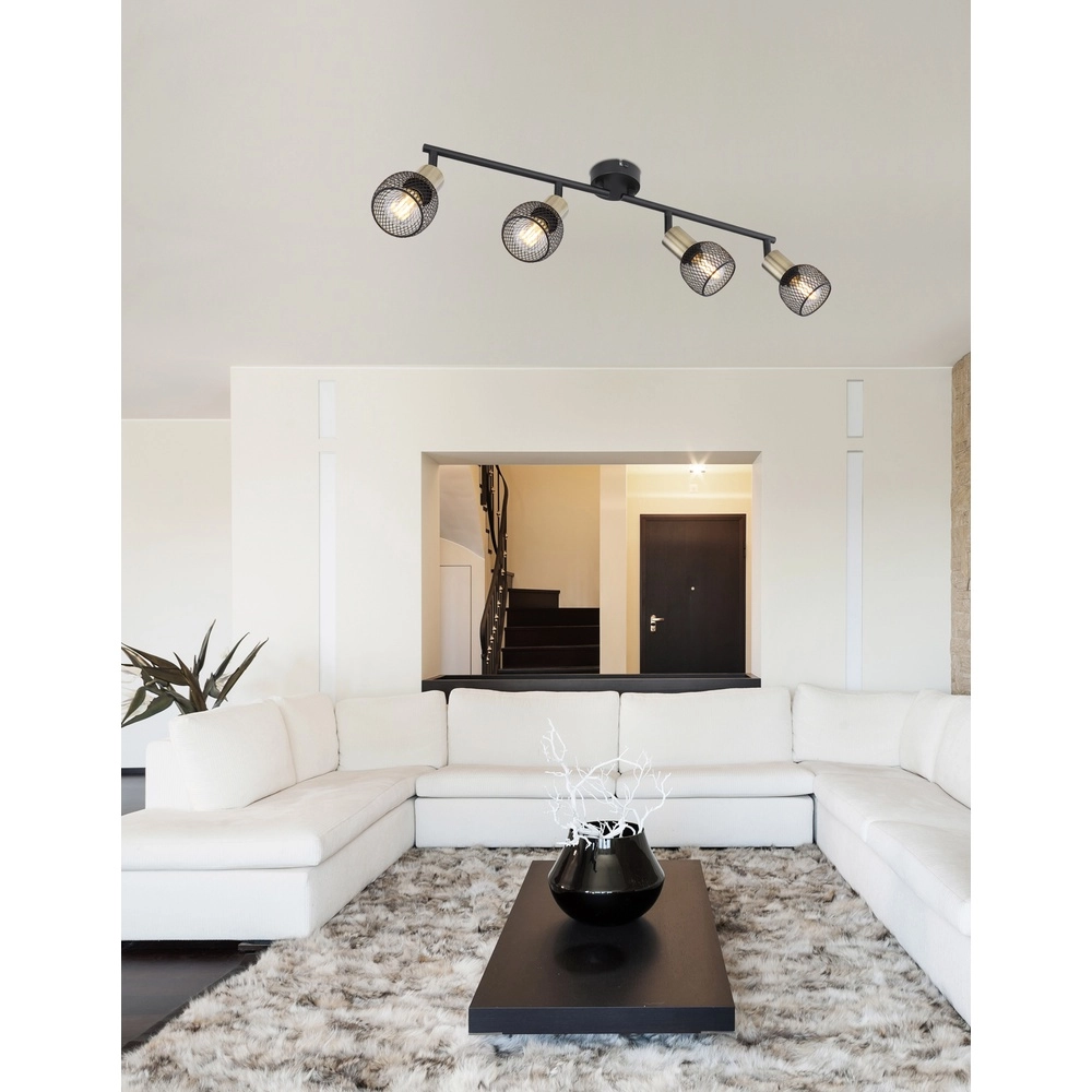 Deckenlampe Fiastra 4-helliges Schwarz mit Mesh Globo 9007371418121