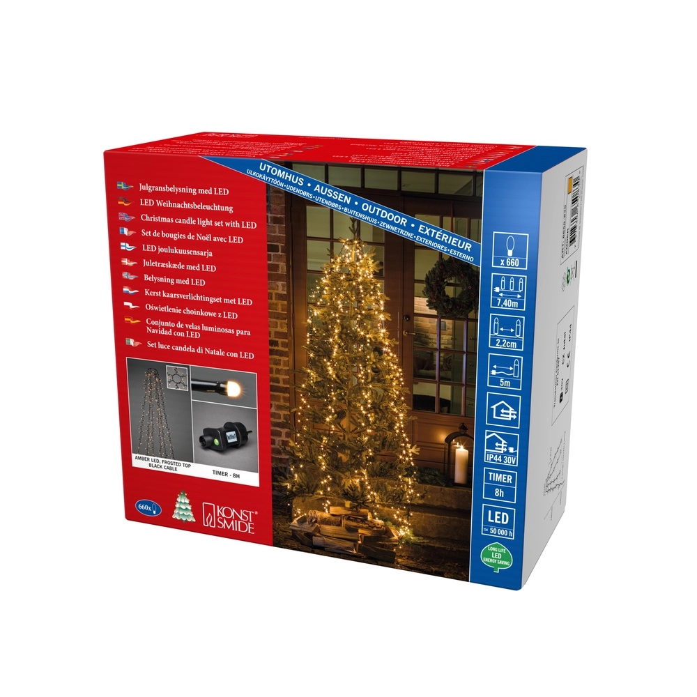 Beleuchtungsset 240cm - 6x 110 led - 2100K frosted für den Weihnachtsbaum KonstSmide 7318306650830