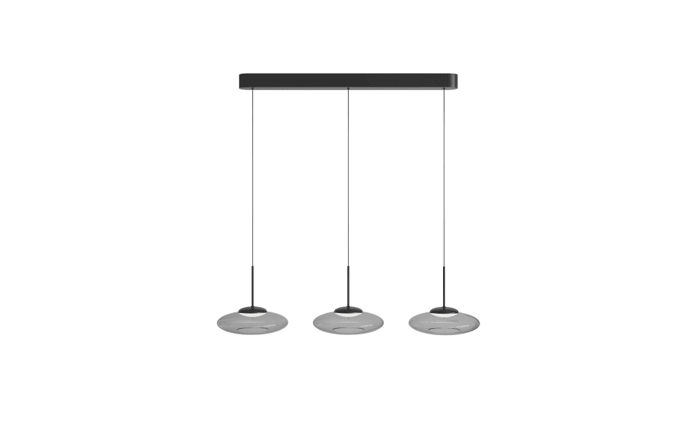 3-flammige Pendelleuchte Bounto schwarzes Klarglas