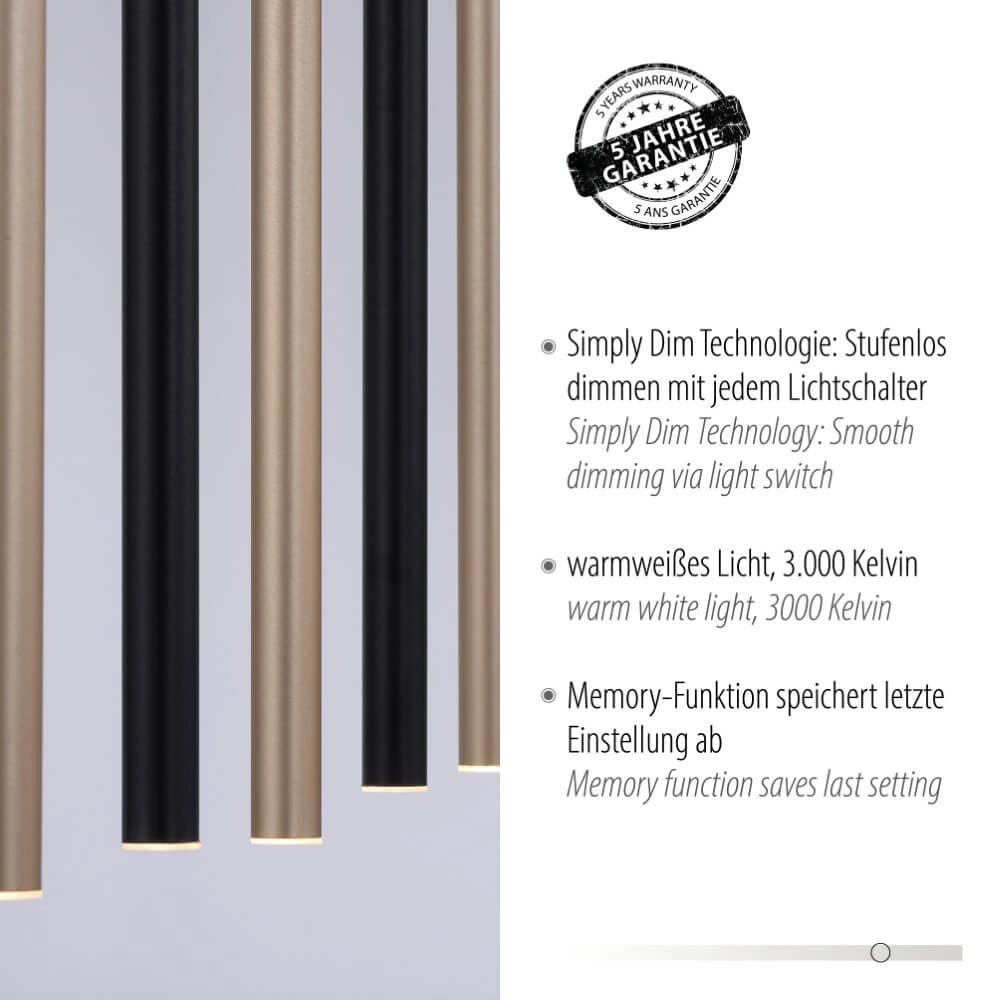 Einzigartige Hängelampe Flute 7-Licht Paul Neuhaus 4012248374771