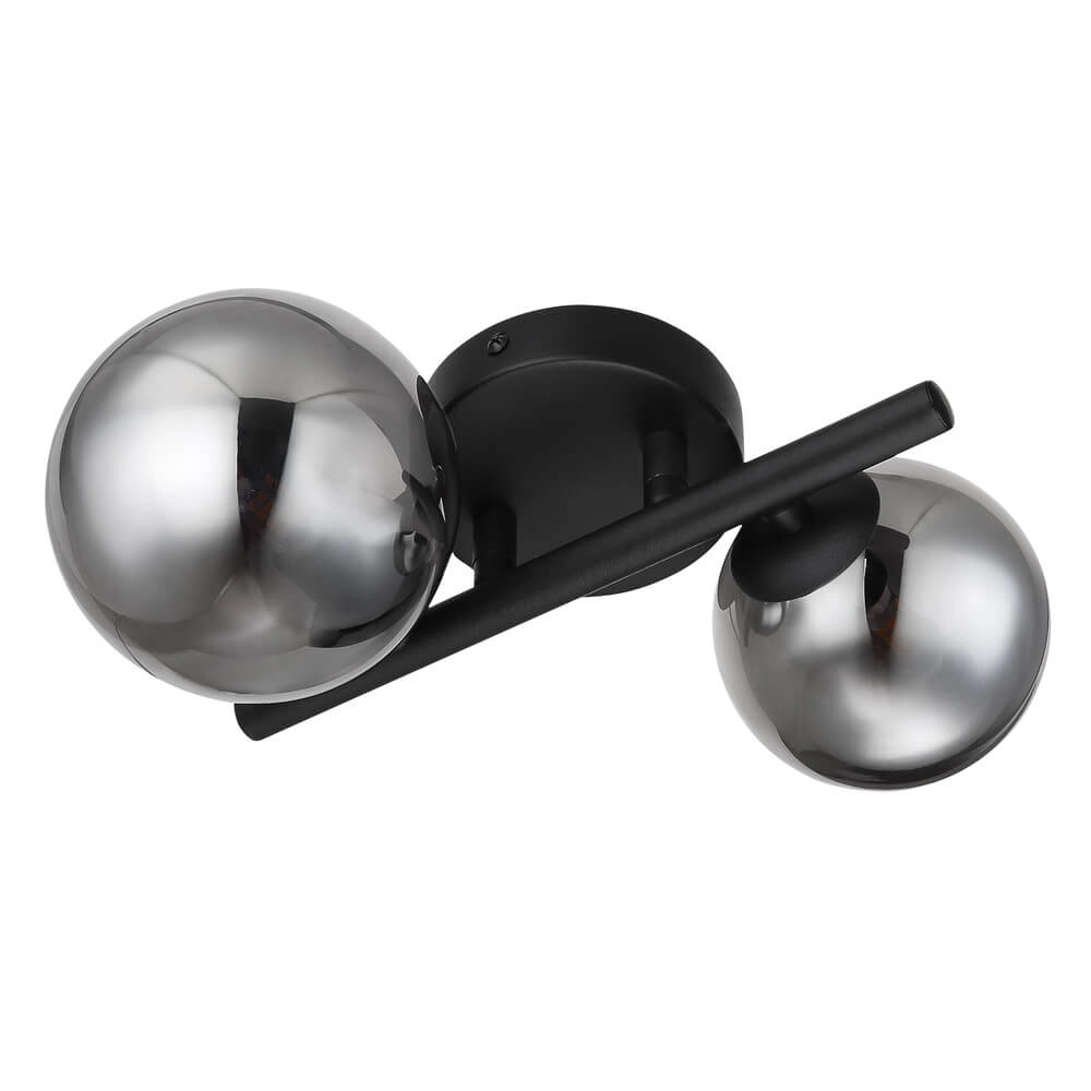 Schwarze Wandleuchte Riha 2-flammig Globo 9007371434237