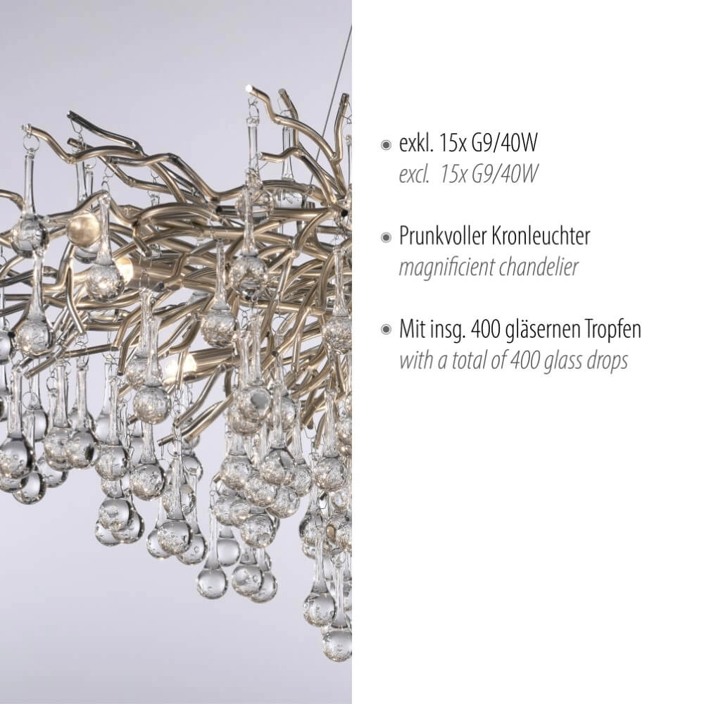 Großer Kronleuchter Icicle Stahl Paul Neuhaus 4012248332924