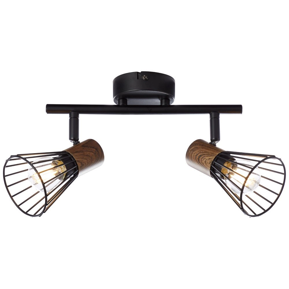 Deckenleuchte Manama 2 Lichtschwarz mit Holzbraun