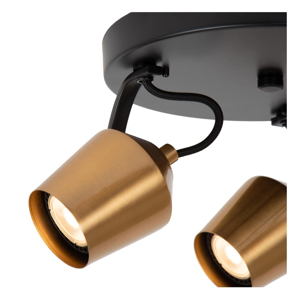 3-Licht Deckenlampe Emile Schwarz mit Gold Lucide 5411212510099