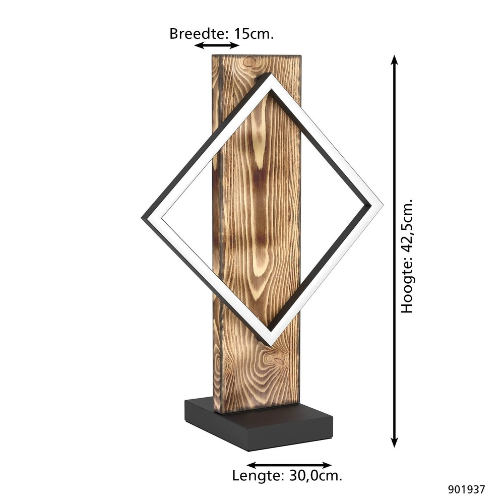 Design-Tischleuchte Boyal schwarz mit dunklem Holz Eglo 9008606351978