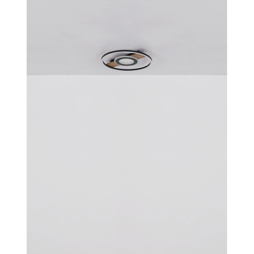 Schwarze Deckenlampe Pikara Design mit Holz Globo 9007371462711