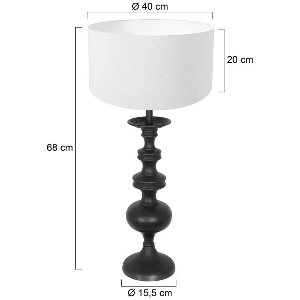 Klassische Tischlampe Lyons C mit weißem Leinenschirm Steinhauer 8712746166767