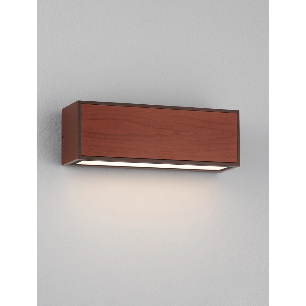 Solar-Wandleuchte Brown Rostbraun mit Holz