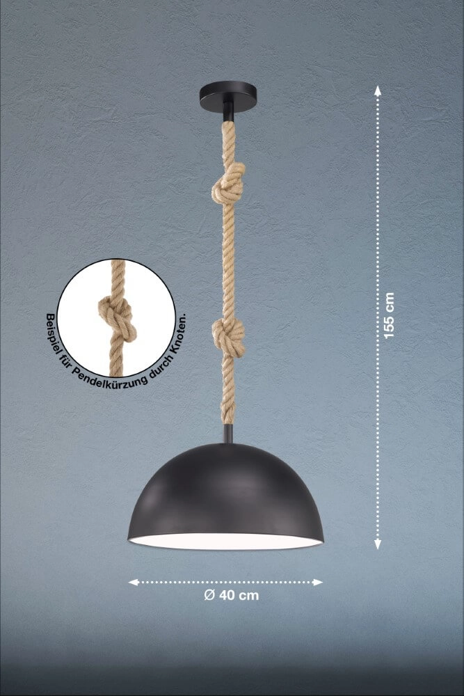 Ländliche Hängelampe Rope mit Seil Fischer & Honsel 4003694607612
