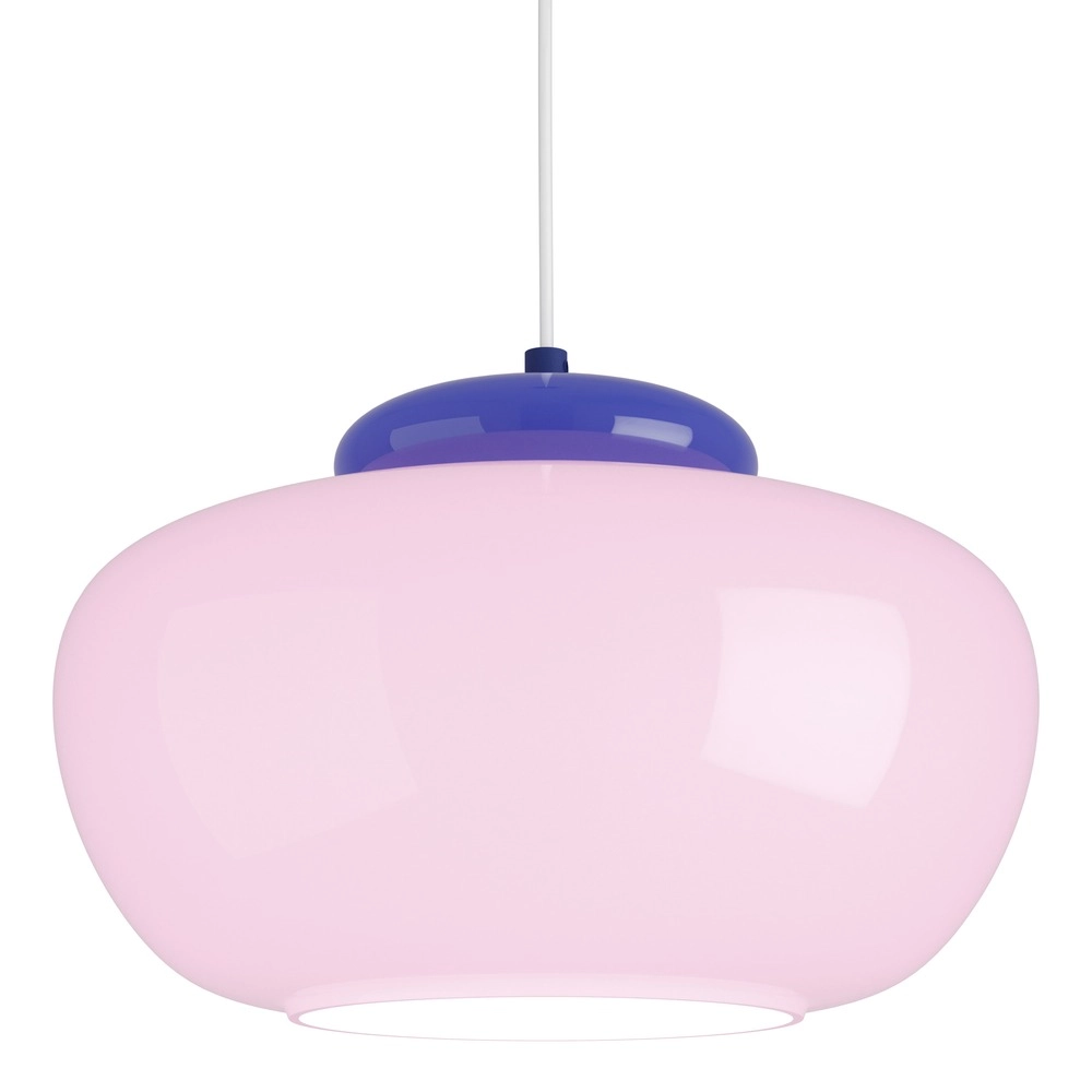 Design-Pendellampe Berardelli Rosa mit blauem Ø 30cm