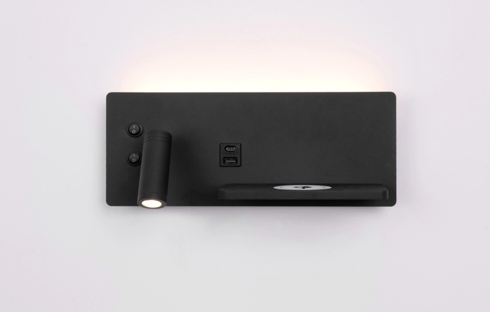 Nachttischlampe Charge Links schwarz mit kabellosem Ladegerät Artdelight 8720701103672