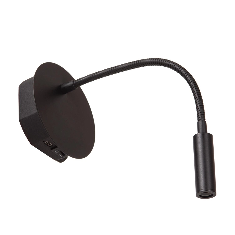 Wiederaufladbare Wandlampe Jolijn Nachttischlampe schwarz Lucide 5411212771384