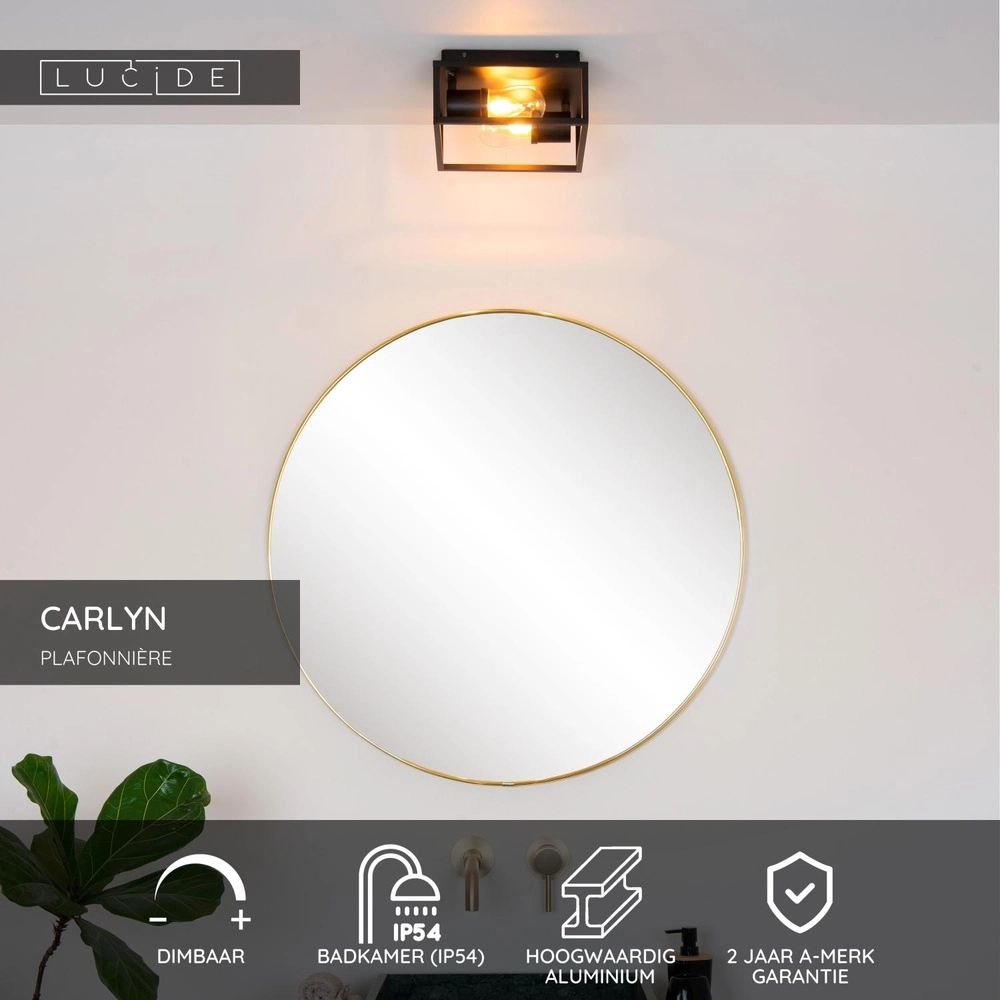 Schwarze Wandlampe Carlyn 2-Licht Badezimmer IP54 Lucide 5411212271709