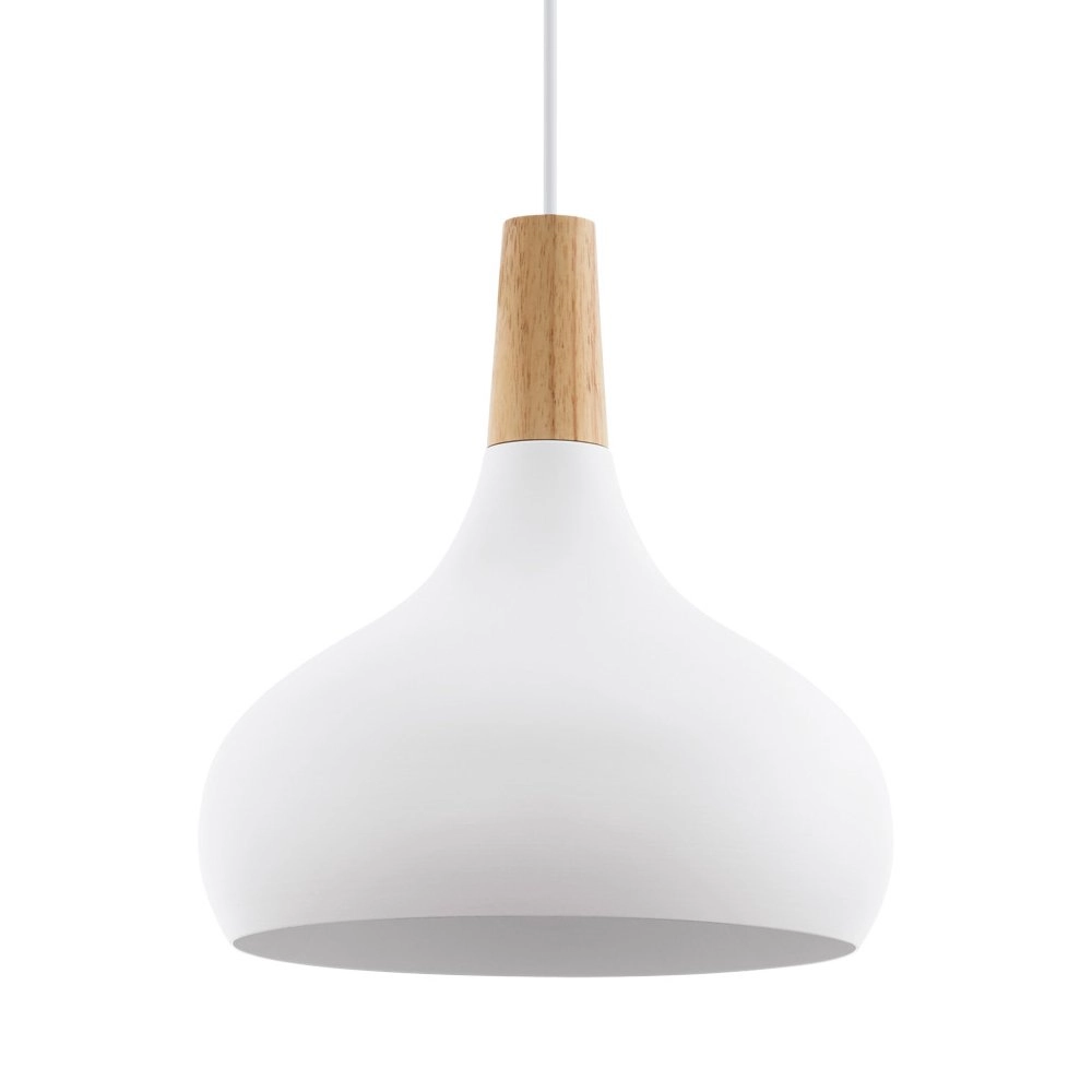 Pendelleuchte Sabinar 28 cm weiß mit Holzbraun