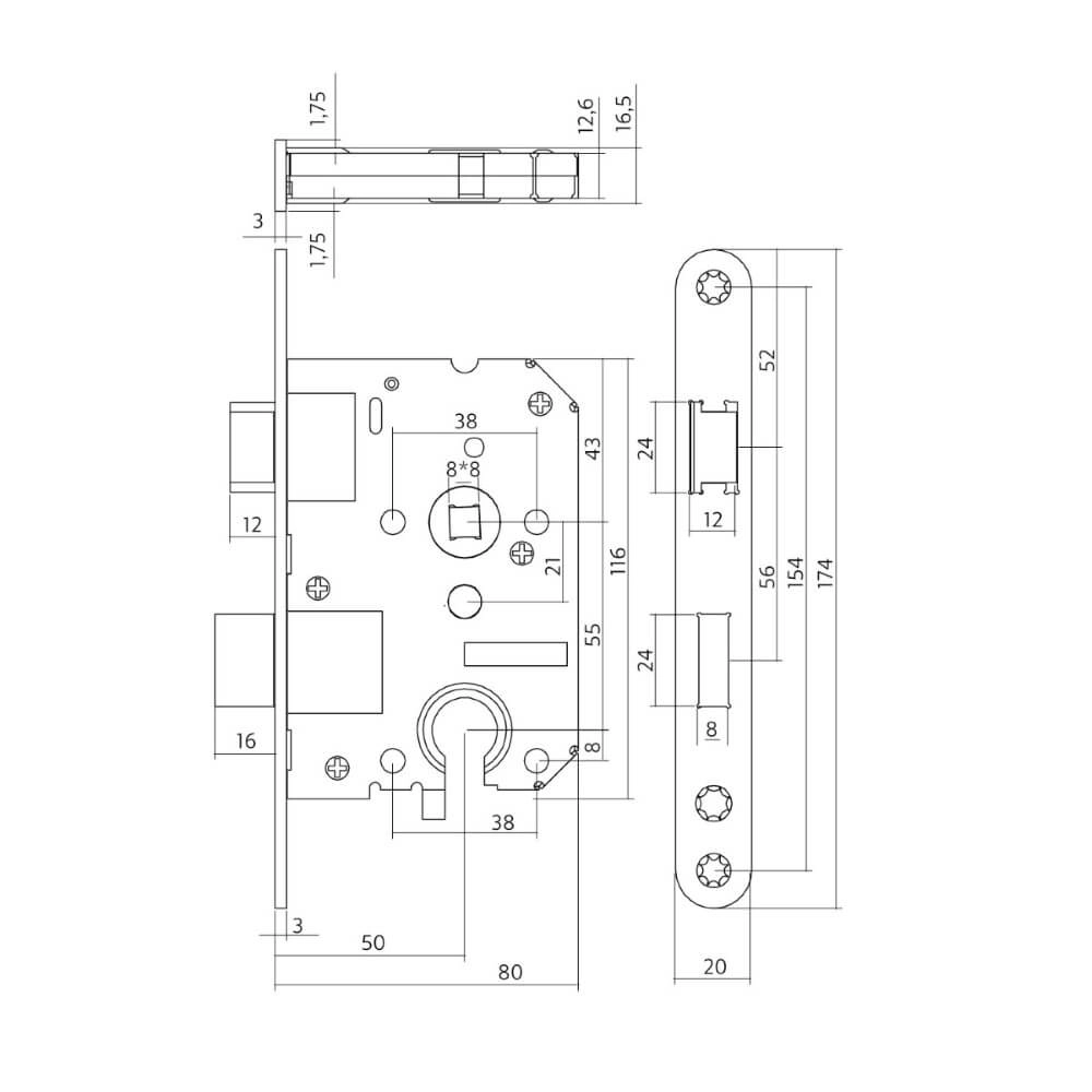 Zylinder des Schlosskastens Domus schwarz abgerundet Intersteel 8714186463093