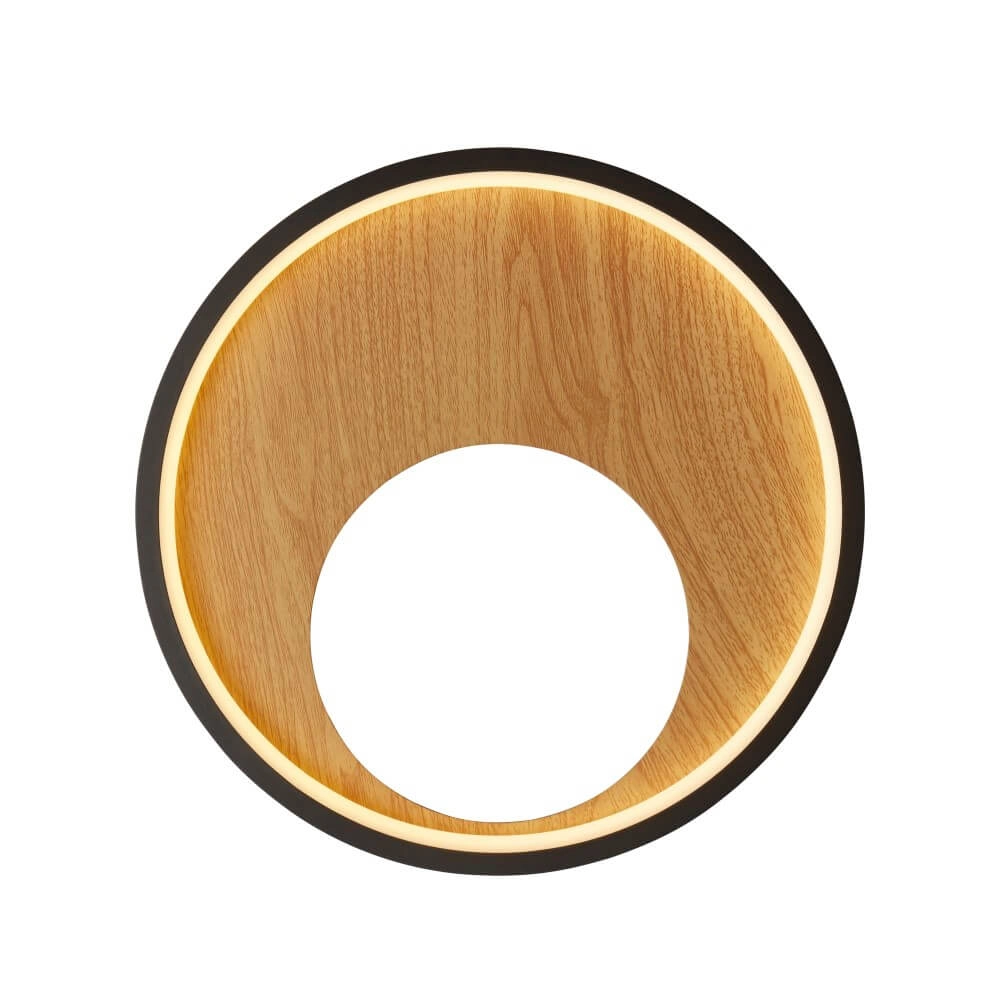 Wandlampe Curio schwarz mit Holz Searchlight 5053423246437
