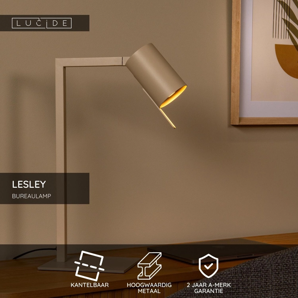 Moderne Schreibtischlampe Lesley Sandbraun Lucide 5411212032089