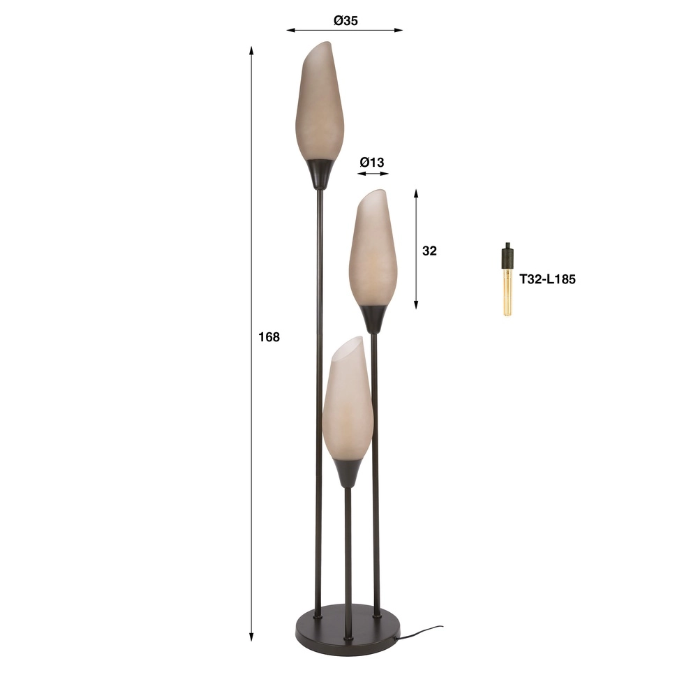 Glas-Stehlampe Cocoon 3x E27 – 168 cm – mattiertes Glas Lyora 8716803511873