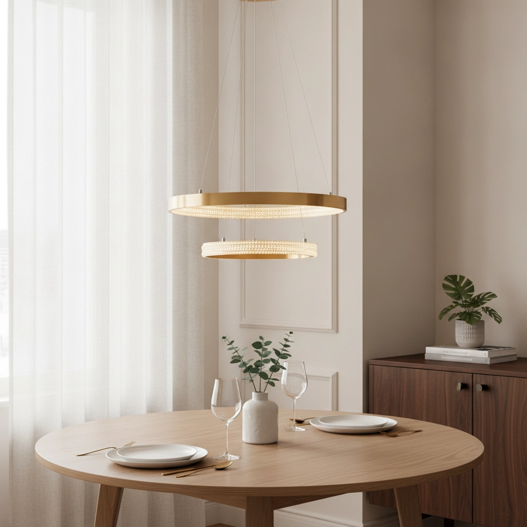 Pendelleuchte Preston gold Ø 60cm doppelt
