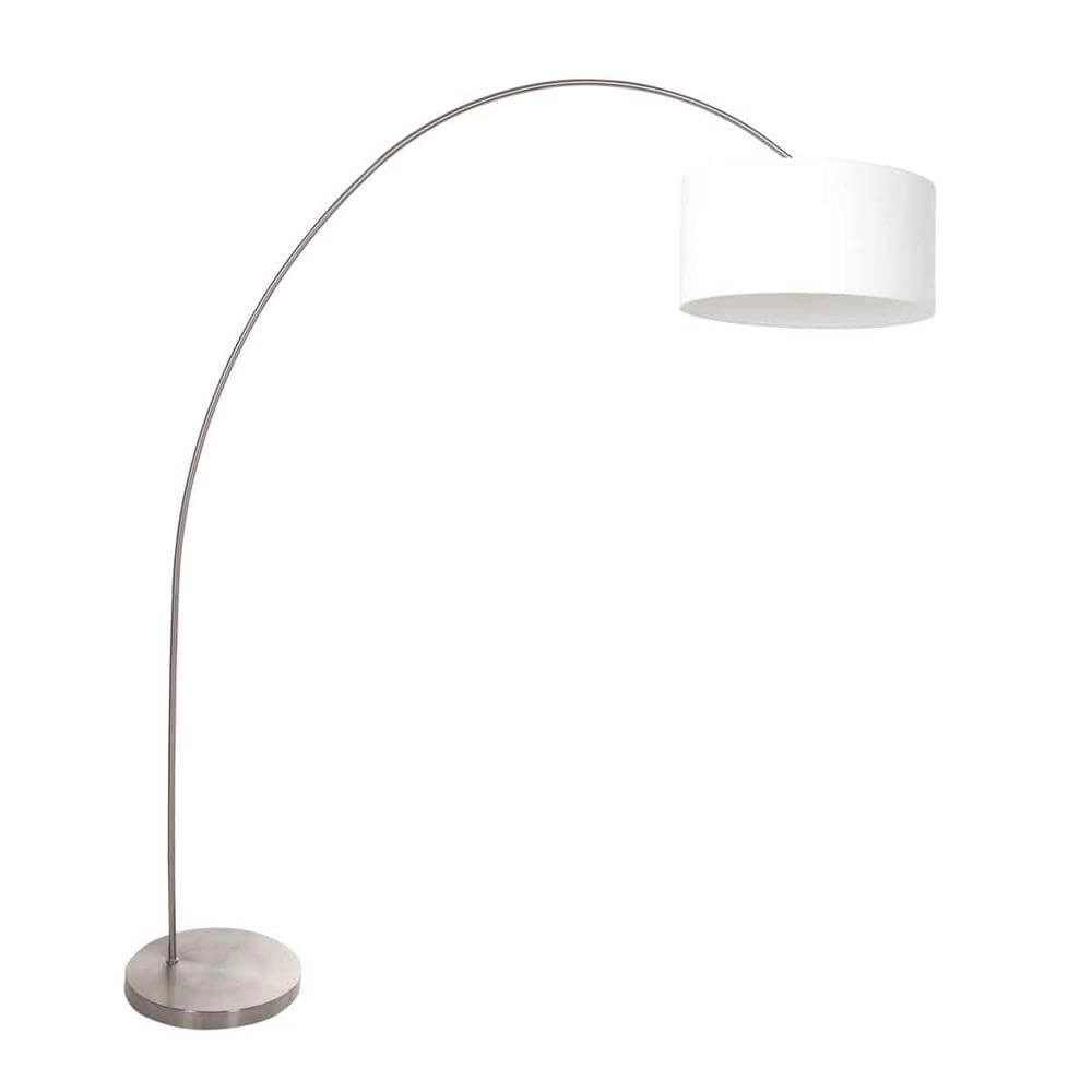Bogenlampe Solva Metall mit weißem Schirm