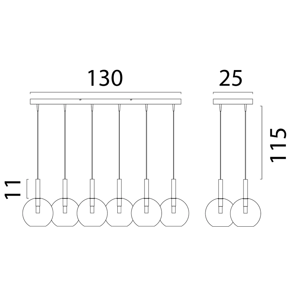 6L Pendellampe Ø17cm Lido Ball mit rauchverdünnendem Glas Masterlight 8718121324937