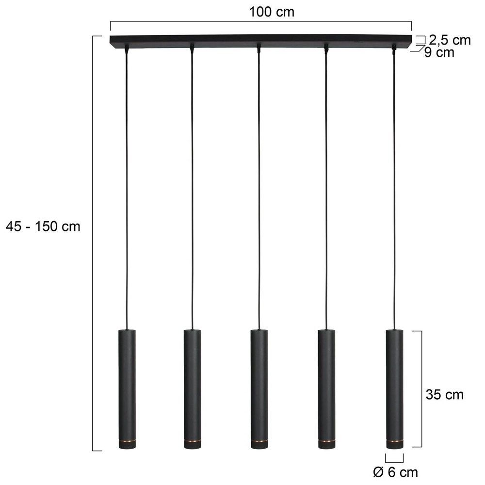 Schlanke Pendelleuchte DownLume 5-flammig Steinhauer 8712746178258