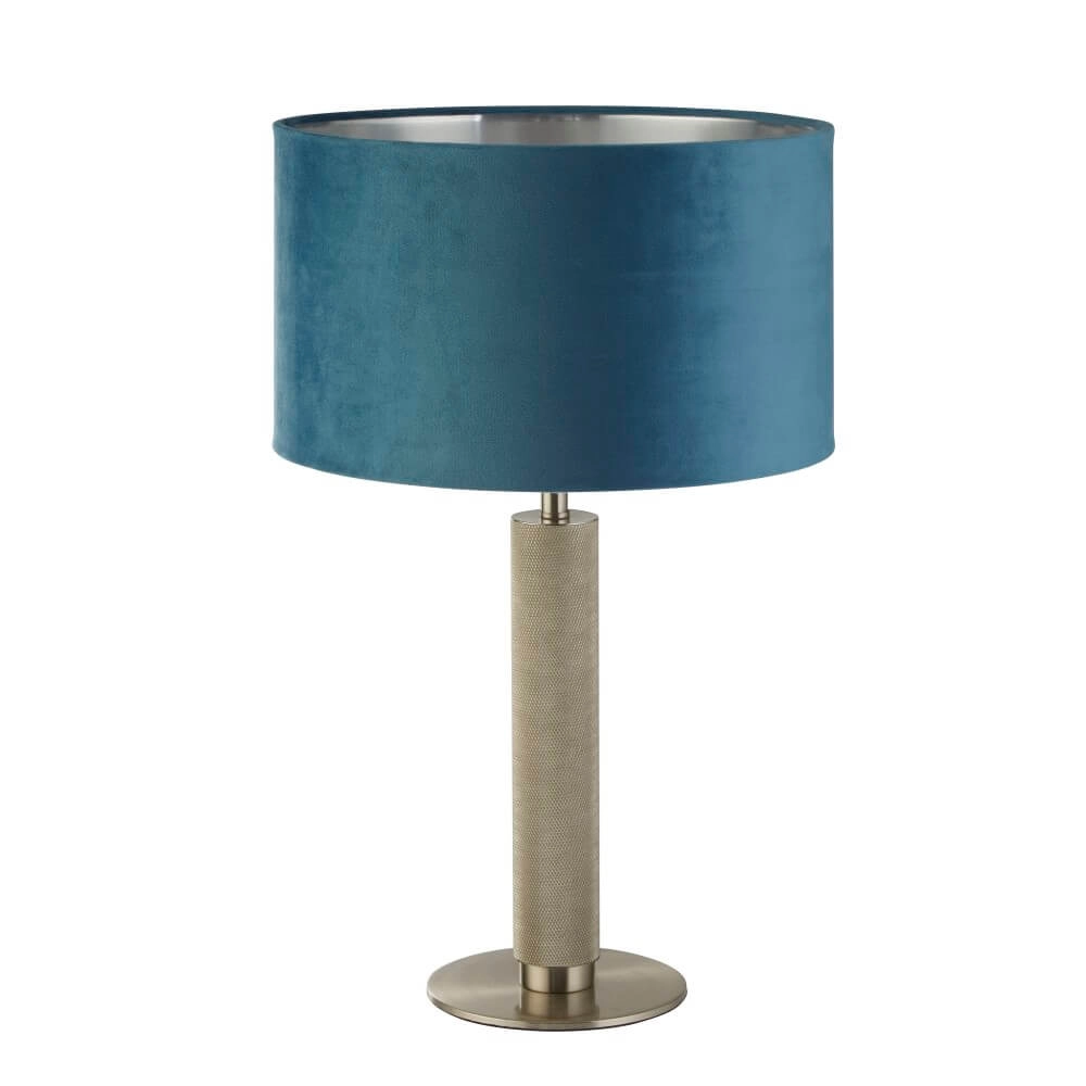 Tischlampe London Gold mit blauem Farbton