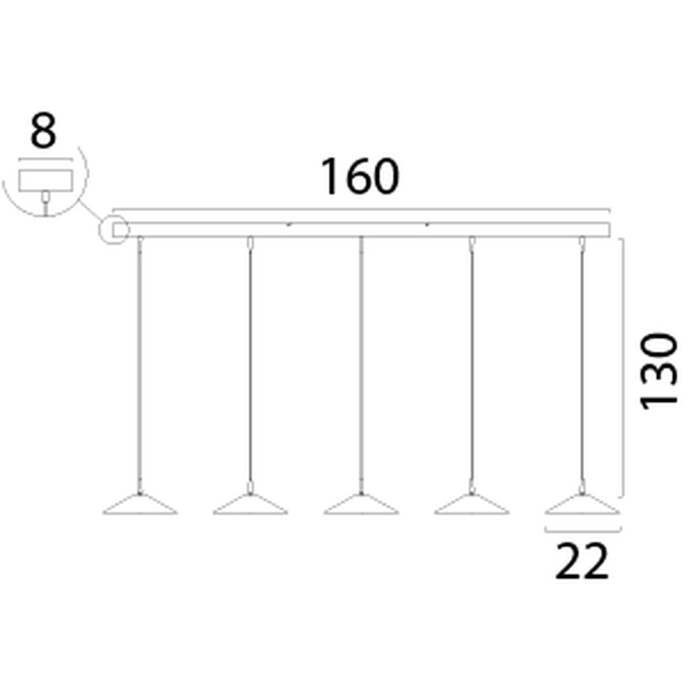 5-Licht Pendellampe Ceppo Nickel Ø 22 cm Masterlight 8718121358574