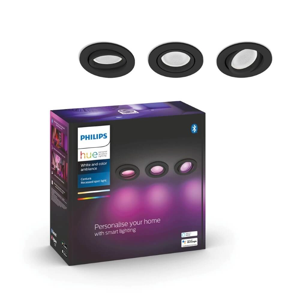 Einbaustrahler Hue Centura - White and Color 3er Set schwarz Philips 8720169318977