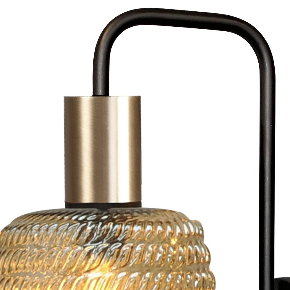 Schwarze Wandlampe Bounty mit Gold und geripptem Glas Masterlight 8718121251042