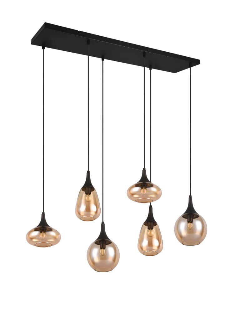 Hängelampe mit 6 Leuchten Lumina mit Braunglas Trio 4017807577730