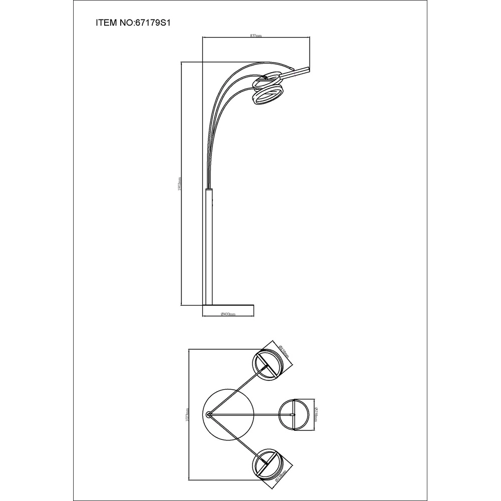 Design-Stehlampe Della 3-Licht Schwarz Globo 9007371468744