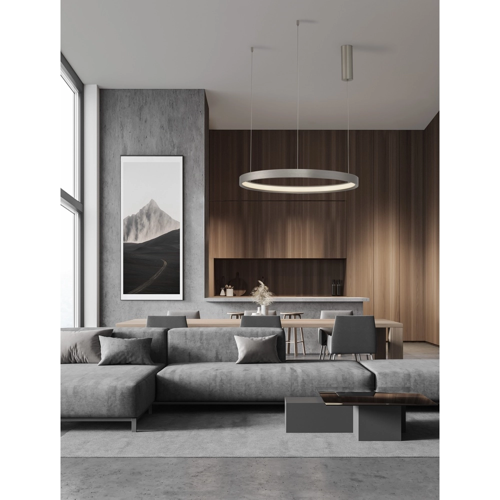 Runde Pendelleuchte Perrine silbergrau Ø 60cm Lyora 5212017438430
