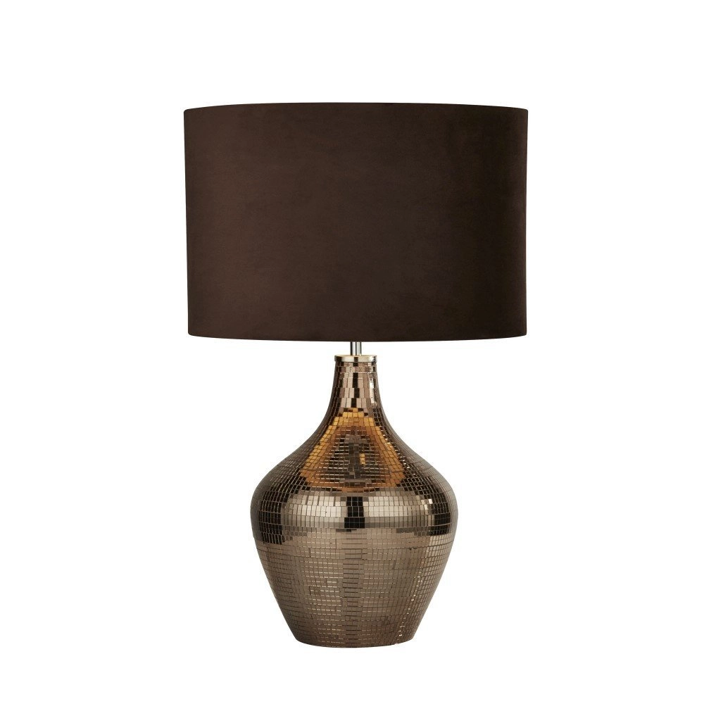 Ländliche Tischlampe Table 30cm Mosaik mit Braun