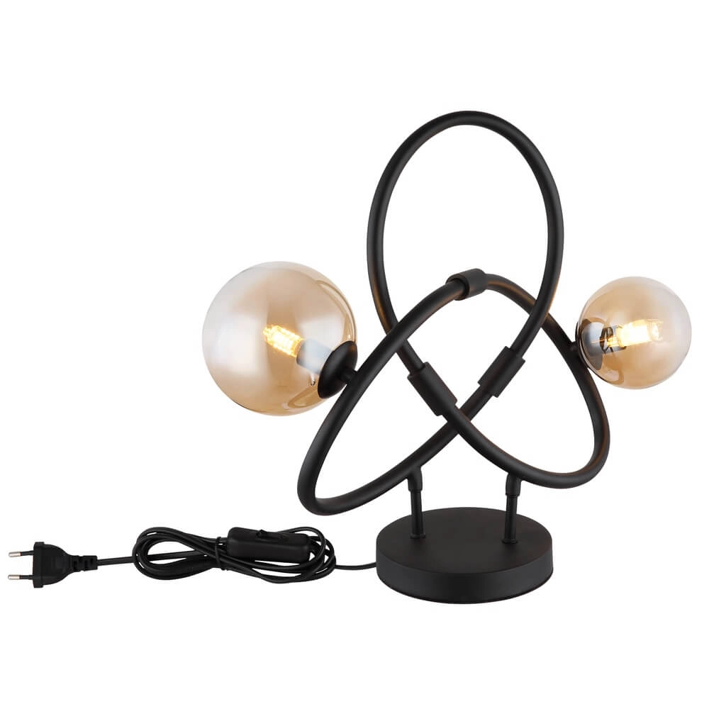 Schwarze Tischleuchte Tuberius Bauform 2-flammig Globo 9007371452446